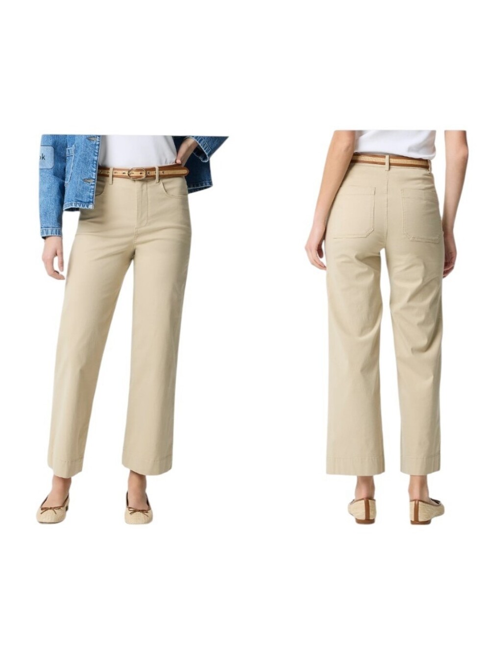 NWT J. Crew Petite Ella Wide Leg Crop pant Light Khaki Yellow Tan 26P